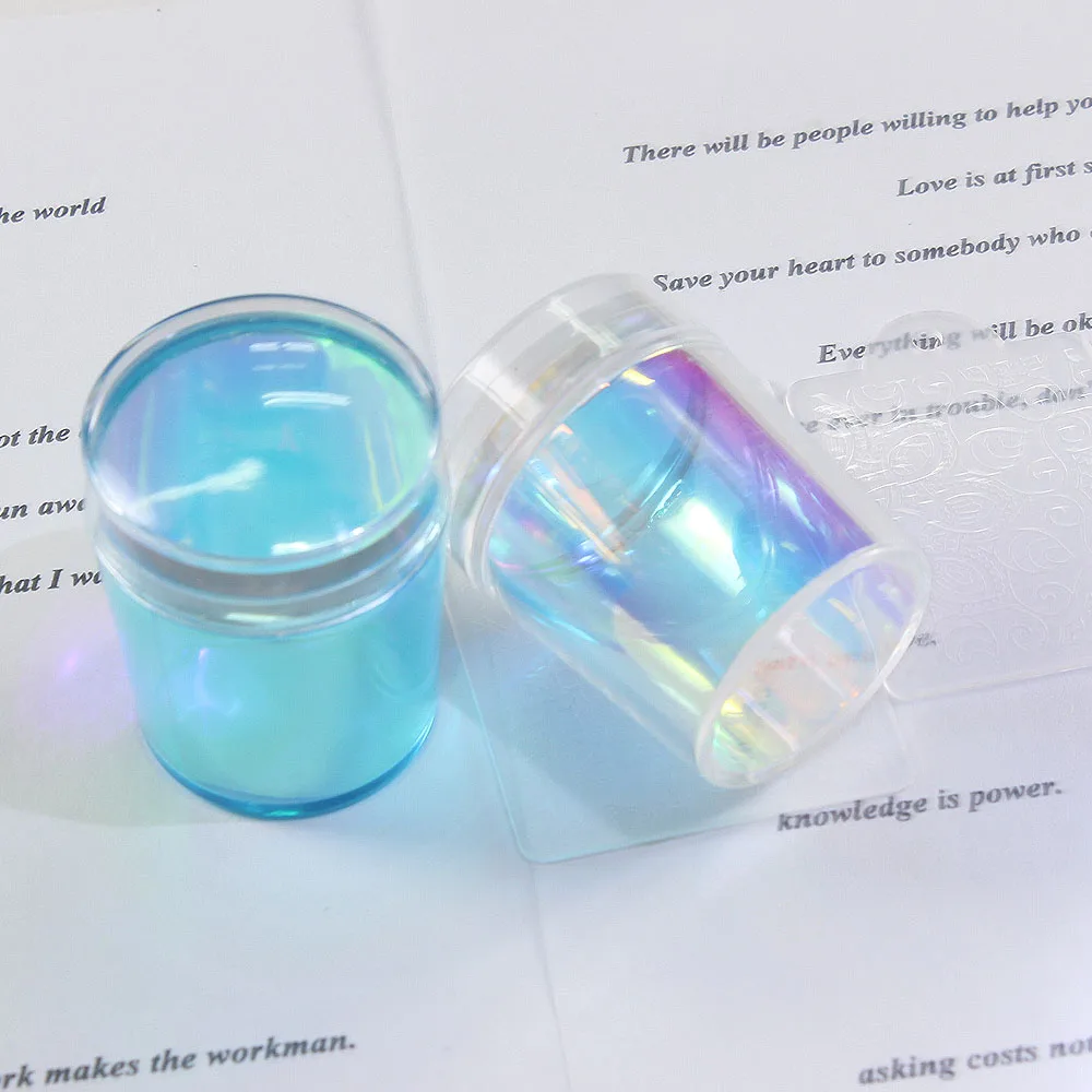 

1Pc Iridescent Silicone Transparent Aurora Nail Art Stamp Kit Stamper Scraper For Manicure Plate Stamp Polish Stencil Template