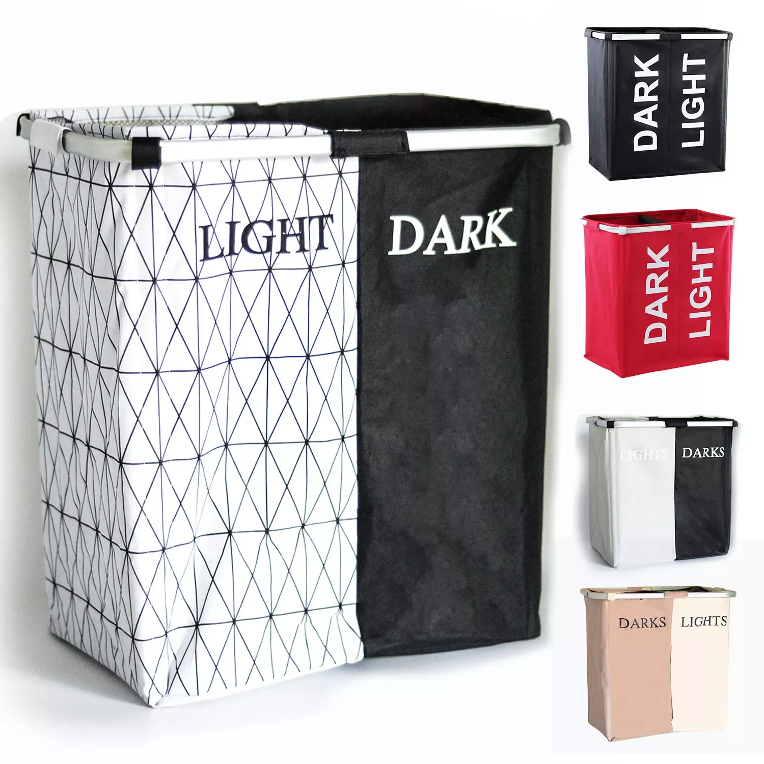 

2Grids Foldable Laundry Basket 3 Colors High Capacity Dirty Clothes Hamper Living Room Bathroom Corner Storage Bag Home Storage