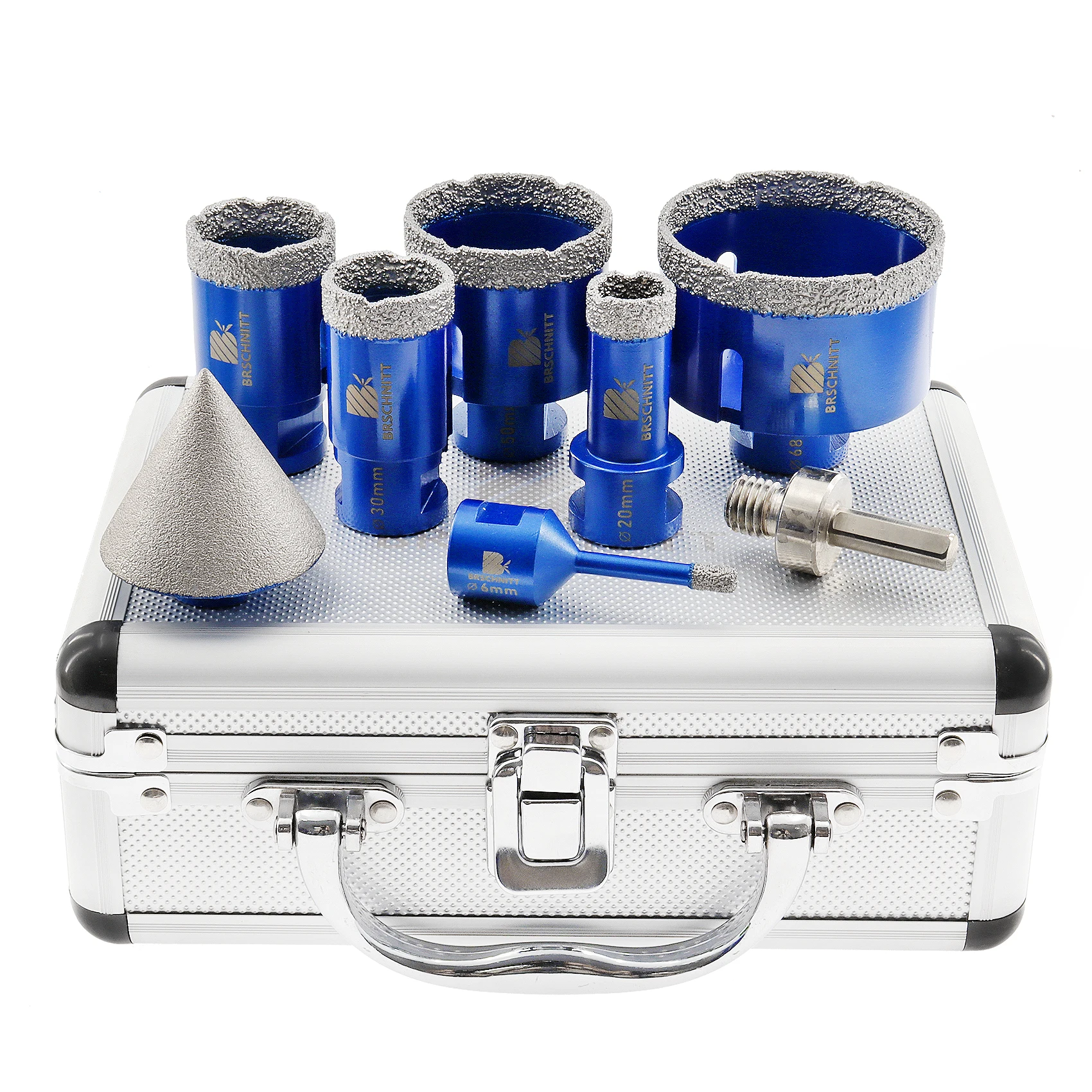 Алмазное сверло BRSCHNITT M14, фаска с резьбой, алмазная корона, 9 шт., для плитки, керамическая перемычка, адаптер для сверла для кольцевой пилы коронки для плитки алмазная коронка коронка по бетону корона алмазна