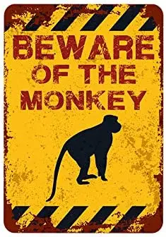 

Classic Tin Sign Beware of The Monkey Bar Club Cafe Home Wall Art Decoration