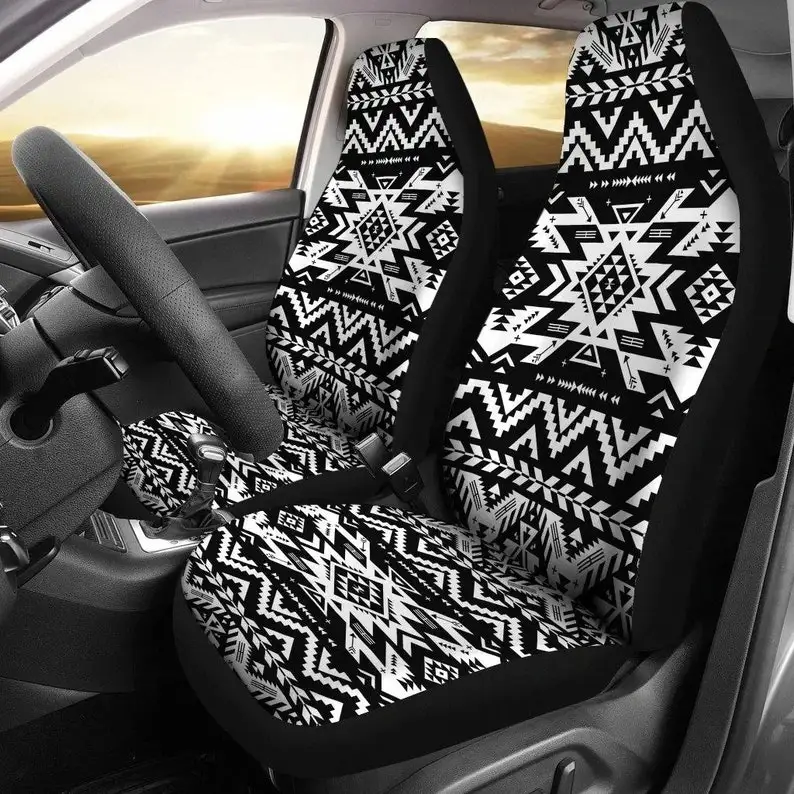 

Black Pattern Native Car Seat Covers, Set Of 2 Boho Car Seat Covers, Car Seat Protector, Car Seat Upholstery, Car Seat Cover For