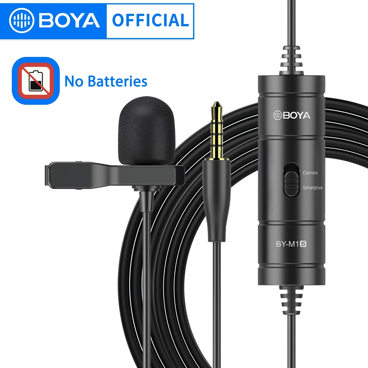 Петличный микрофон BOYA BY-M1S 3,5 мм TRRS для смартфона, ПК, камеры, петличный микрофон, запись Youtube, прямая трансляция, 6 м, кабель VS BY-M1