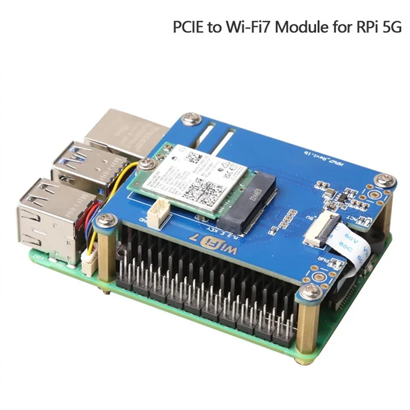 MPW7NA для Raspberry Pi 5 PCIE к модулю M.2 E-Key Wi-Fi7 + 2 антенны BE200 синяя печатная плата поддержка