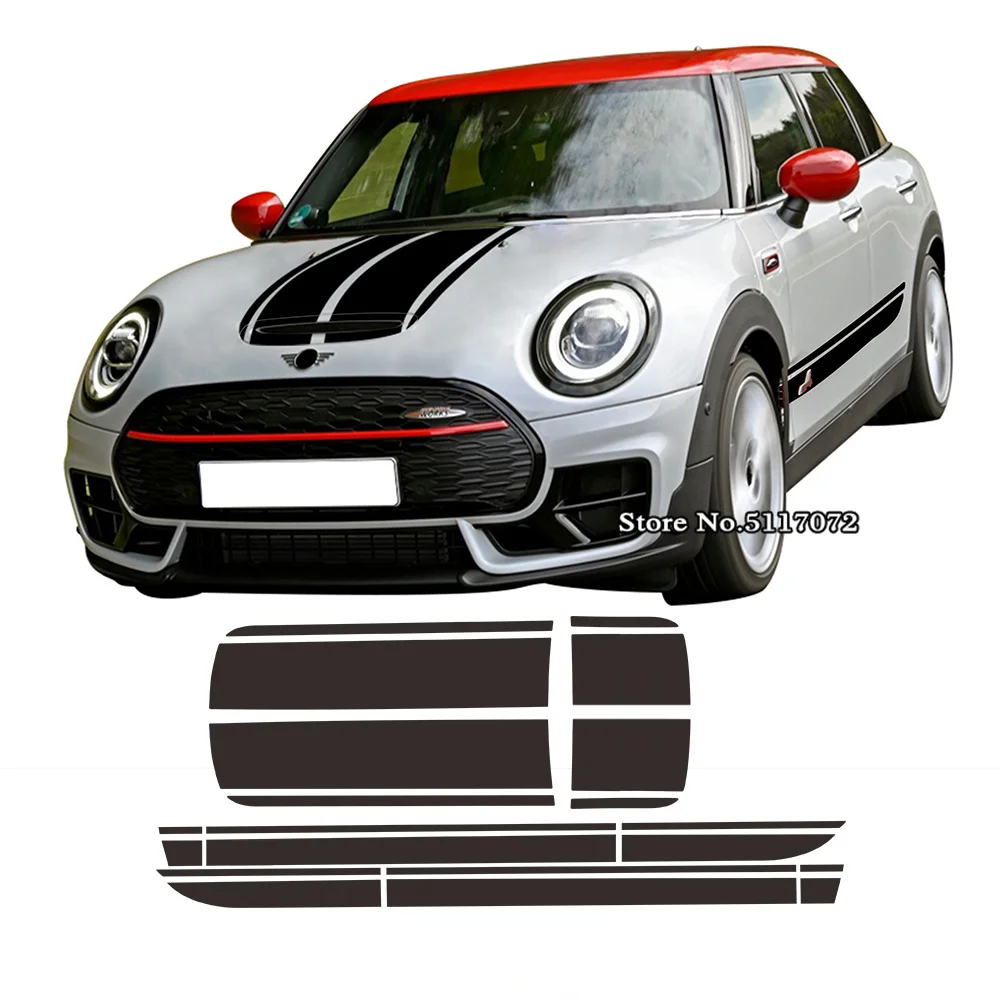 

Hood Bonnet Stripes Side Skirt Trunk Rear Decal Stickers Kit For MINI JCW Clubman F54 ALL4 Cooper S Accessories