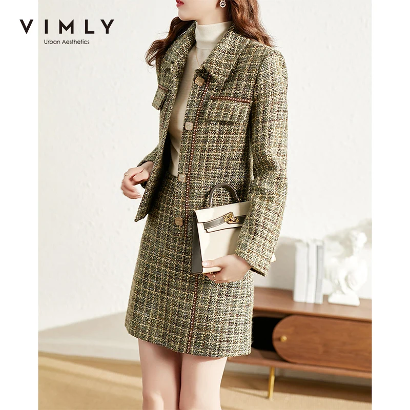 VIMLY 2021 зимний комплект из двух предметов куртка для женщин французское твидовое