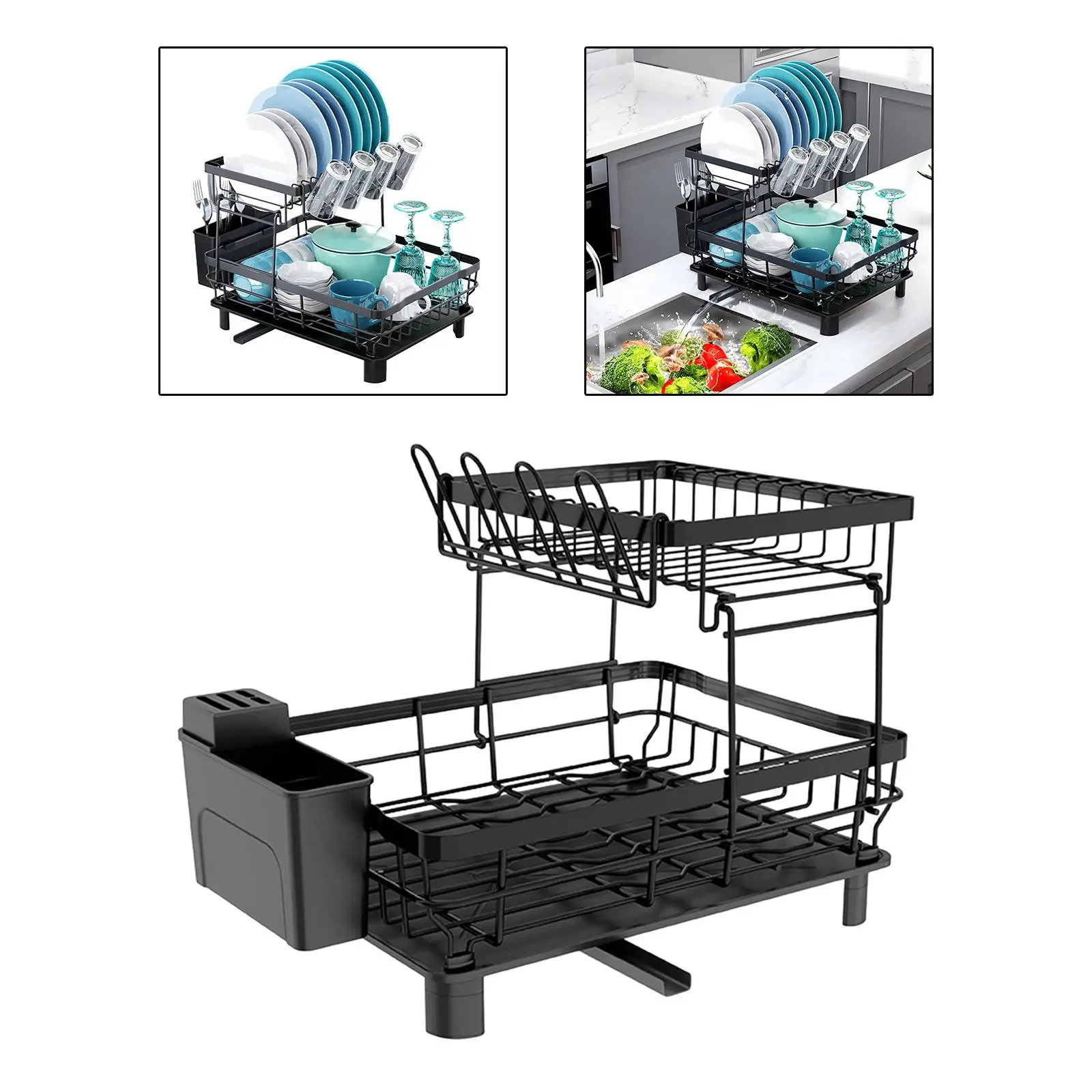 

Large Dish Drying Rack Sink Drain Rack Free Standing Soap Dish Countertop