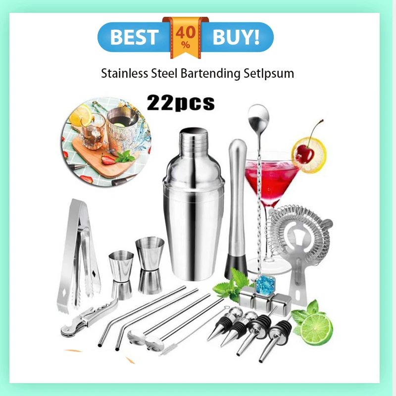 

22 Piece Cocktail Shaker Set, Bartender Set, Mixed Drinks Home Bar Tools Stainless Steel Set Bartender, Bartender Set бармэн