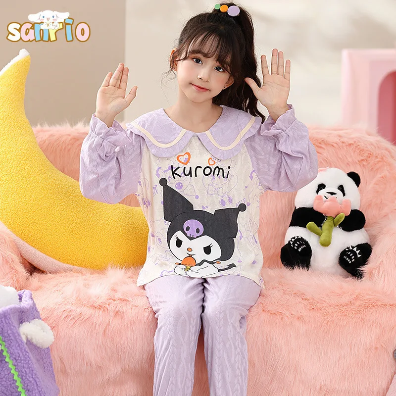 

Animation Sanrio Hello Kitty Children's Cartoon Pajamas Cinnamoroll My Melody Spring and Summer Girl Long-sleeved Casual Pajamas