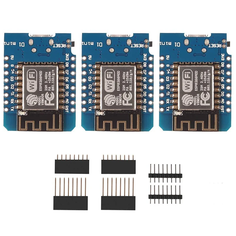 

3 Pcs ESP8266 ESP-12F D1 Mini Modules 4M Bytes WLAN WiFi Internet Development Board for Arduino, WeMos D1 Mini NodeMcu