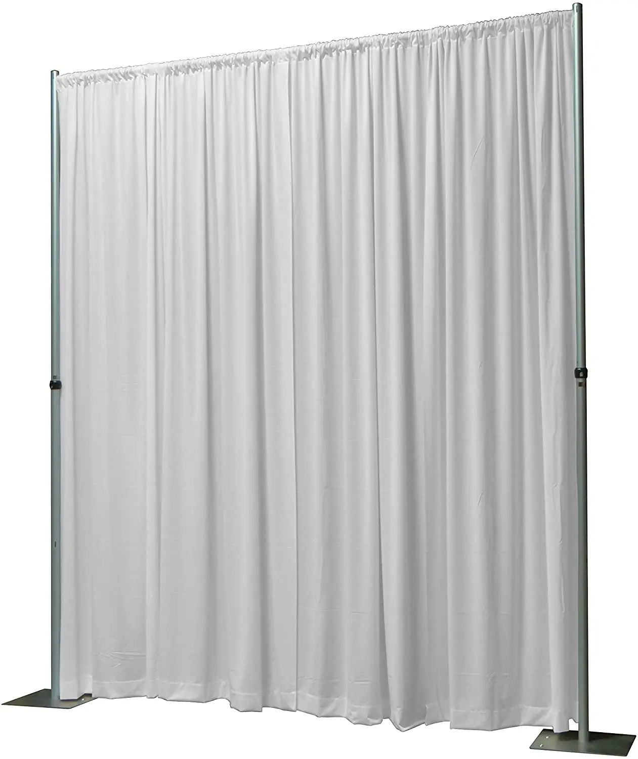 

Single Pole Portable Adjustable Height Pipe and Drape Backdrop or Room Divider Kit 6ft to 14ft High x 8ft to 14ft Wide