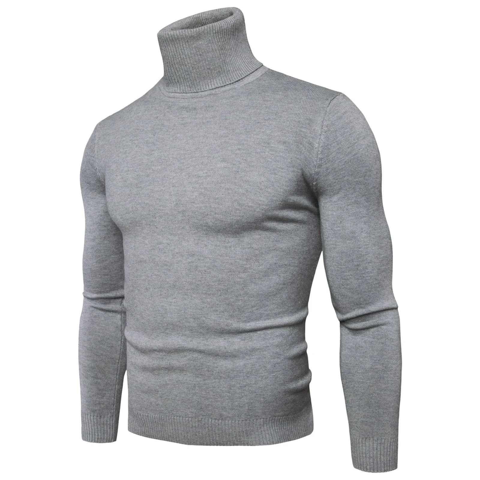 

Men‘S Knitted Soft Turtleneck Sweater Solid Color Fitting Top Slim Mens Long Sleeve Pullover Autumn And Winter Casual Outfits
