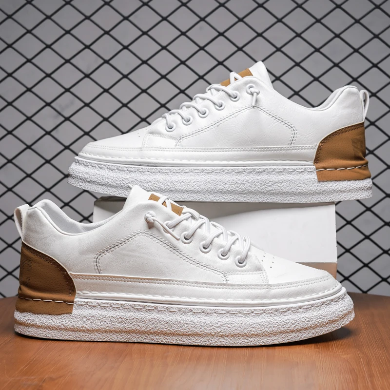 

Retro Solid Color White Men's Tide Shoes 2023 Summer New Men's Casual Shoes Fashion Comfortable Wear-resistant Non-slip Shoes 44