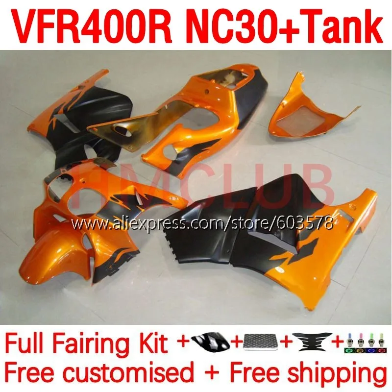 

+Tank Body For HONDA VFR400R RVF VFR 400 VFR400 R orange glossy V4 NC30 89 90 91 92 93 1989 1990 1991 1992 1993 Fairing 197No.15