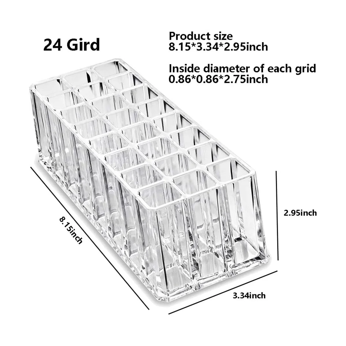 

Organizer Acrylic Travel Perfume Holder Beauty Scent Holder 24 Space Clear Tall Organization Container Storage