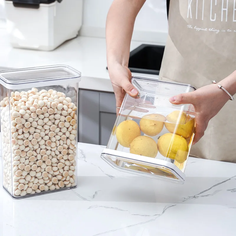 

1Pc Transparent Food Storage Box Sealed Plastic Snacks Candy Coffee Bean Container Moisture-proof Kitchen Accessories