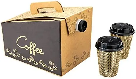 

Tek 96 Ounce Disposable Coffee Dispensers, 10 Insulated Coffee Take Out Containers - Built-In Handle, LeakResistant Cap, Kraft W