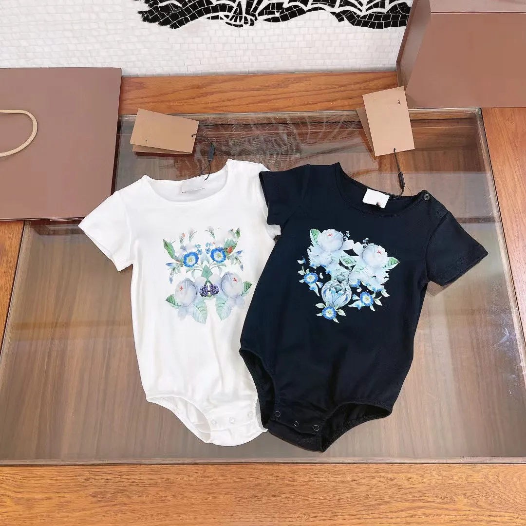 

2022 New Summer Black White Floral Printed Newborn Baby Clothes 59 66 73 80 90CM