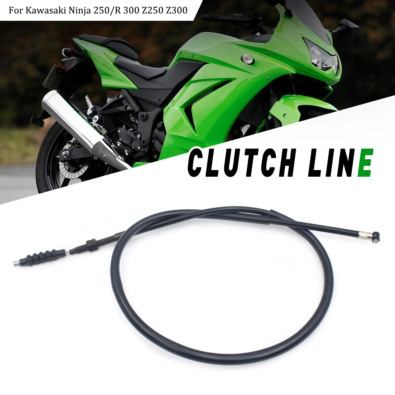 Фото Трос управления сцеплением для мотоциклов Kawasaki Ninja 250/R EX250J EX250L/M/R Ninja 300 EX300 Z250 ER250 Z300 ER300 №1