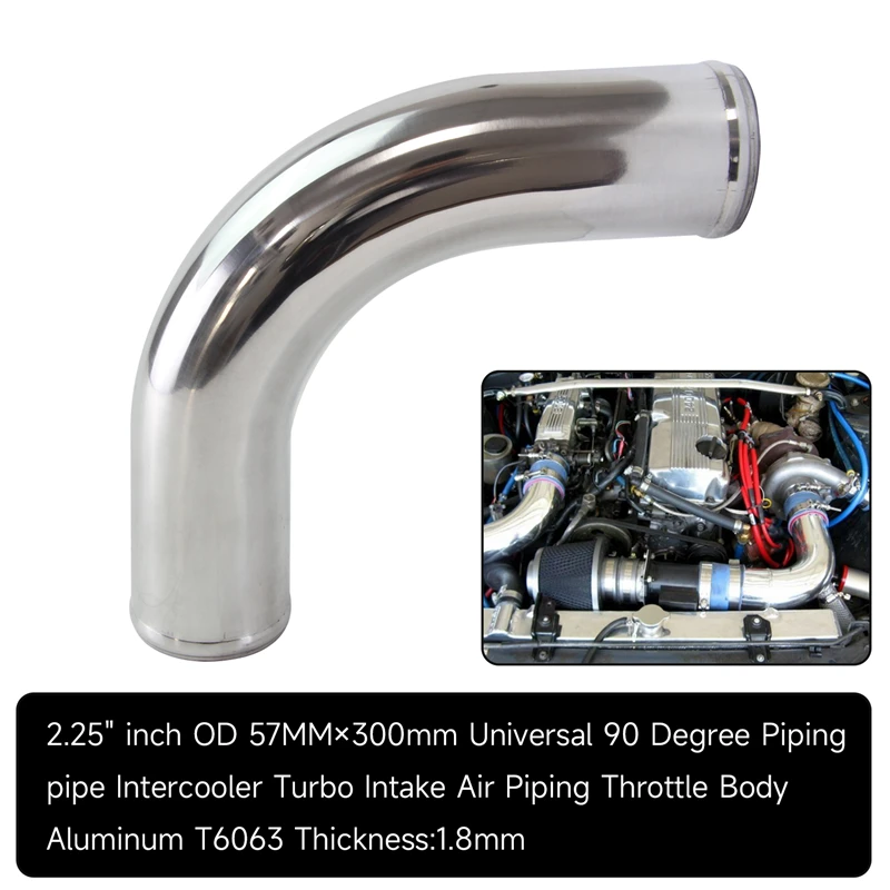 

57-63mm/ 2.25"-2.5" inch 90 Degree Aluminum T6063 Intercooler Intake Turbo Pipe Piping Tube hose L=300mm
