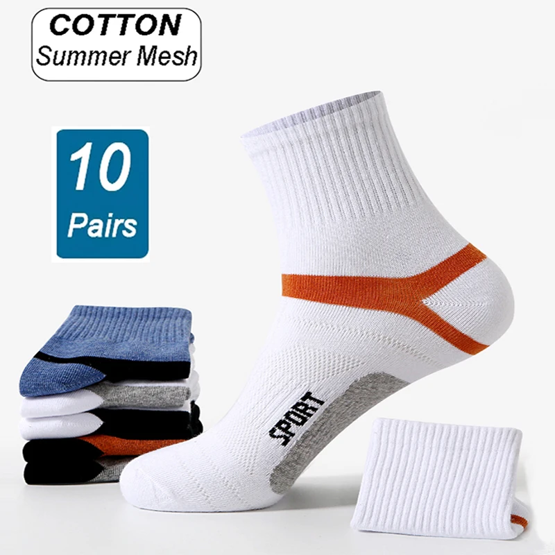 10 Pairs/ Lot High Quality Men Cotton Socks Black Sports Sock Casual Run Spring Summer Sock Men Breathable Male Sokken Size38-45