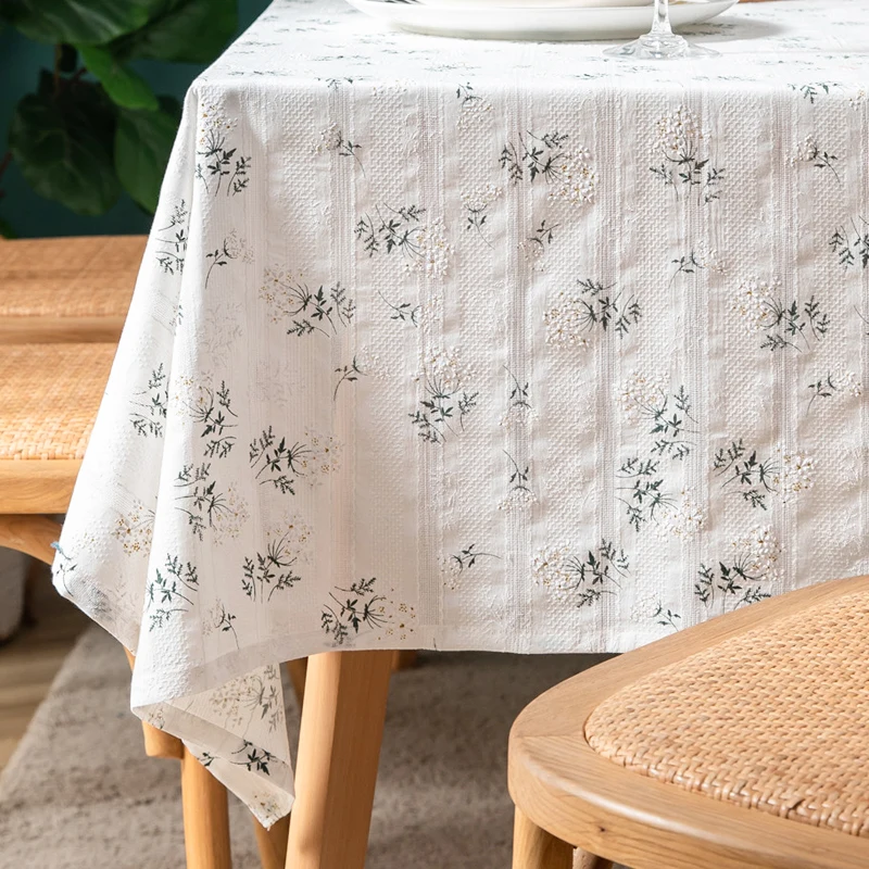 

Hollow Lace White Tablecloth European Pastoral Cotton and Linen Rectangle Household Table Cloth Round Coffee Table Living Room