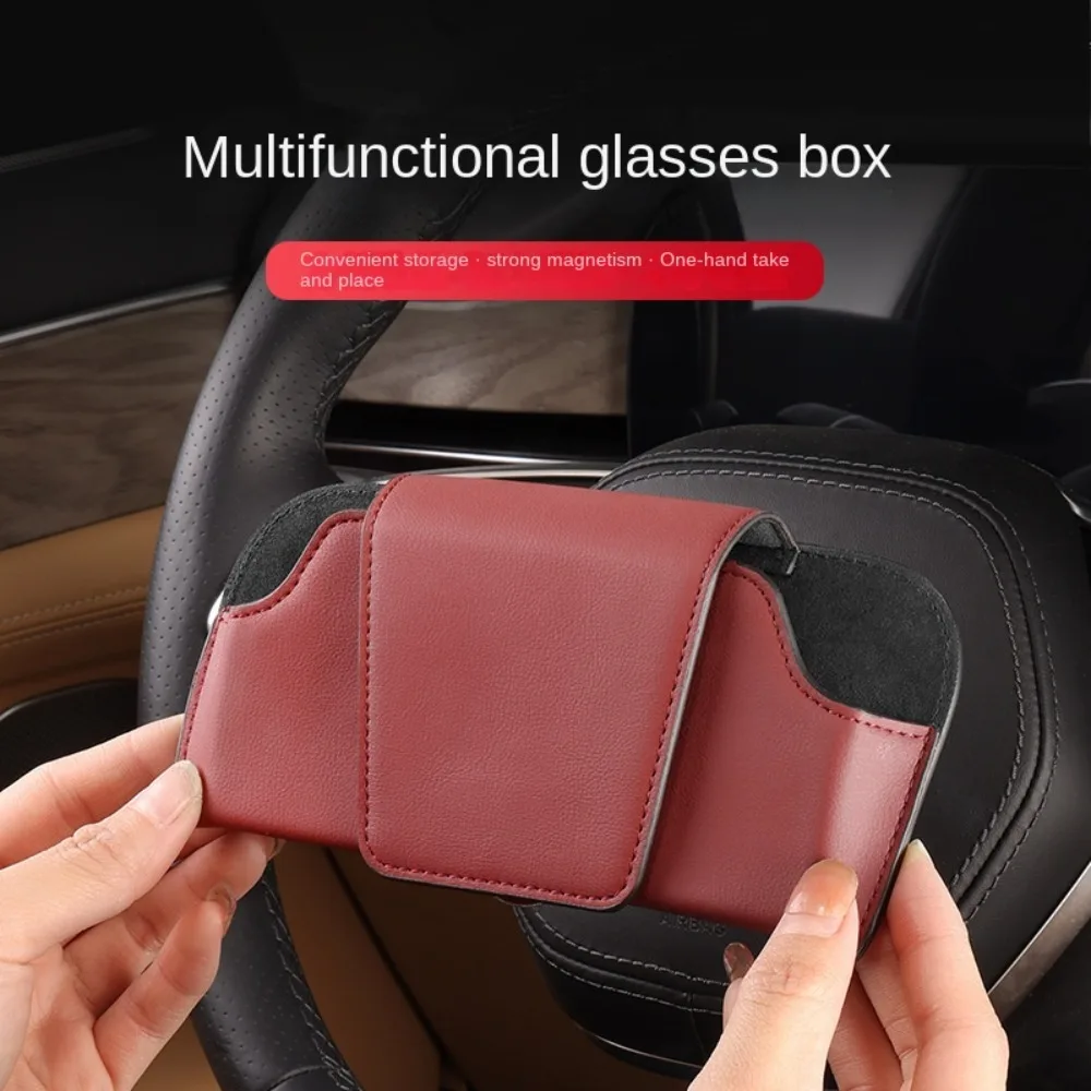 

PU Leather Glasses Holder Solid Color Stable Clip Multi-Function Storage Clip for Automobile Accessories Auto Universal