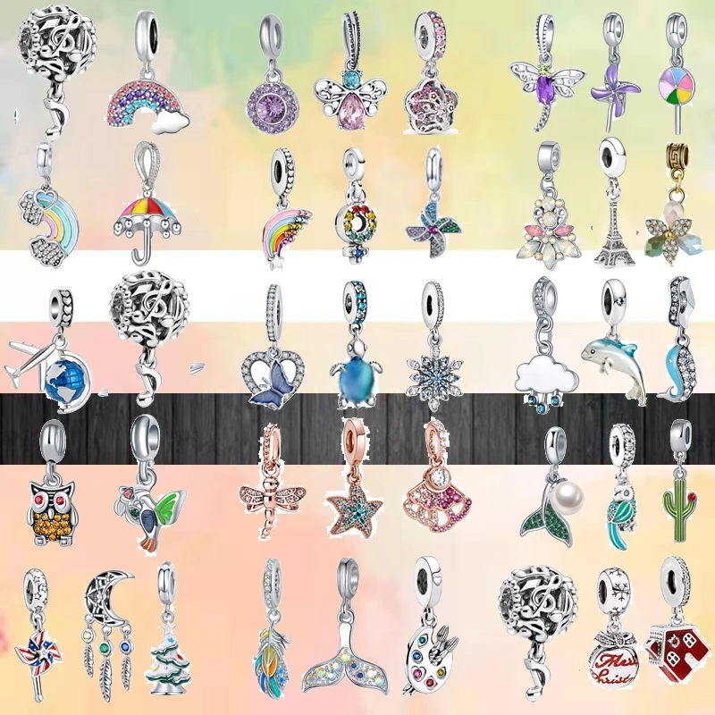 

Newest Cute Airplane Planet Bicycle Colorful Pendants Beads Fit Original Pandora Charms Silver Color Bracelet DIY Women Jewelry