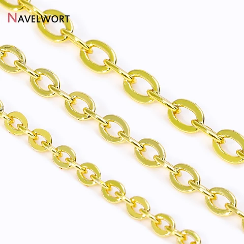 Золотая цепочка из латуни NAVELWORT 1.2/1.6/2 мм для изготовления украшений