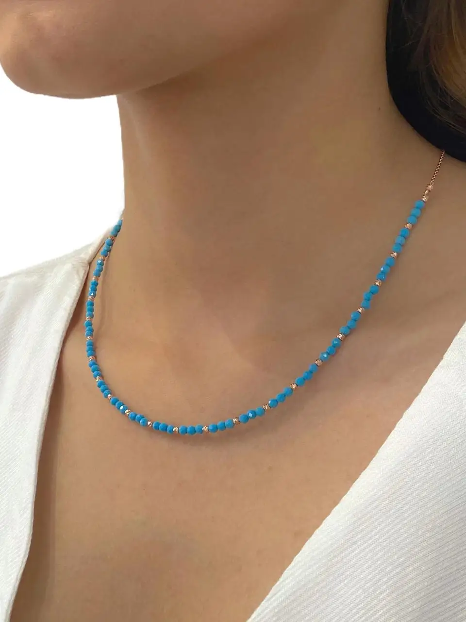 

Natural Turquoise Stone is Well Set 925 Silver Necklace