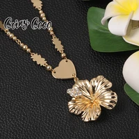 cring coco flower pendant jewelry hawaiian gold plated bead pendants hawaiian polynesian round necklace for women men 2022 new