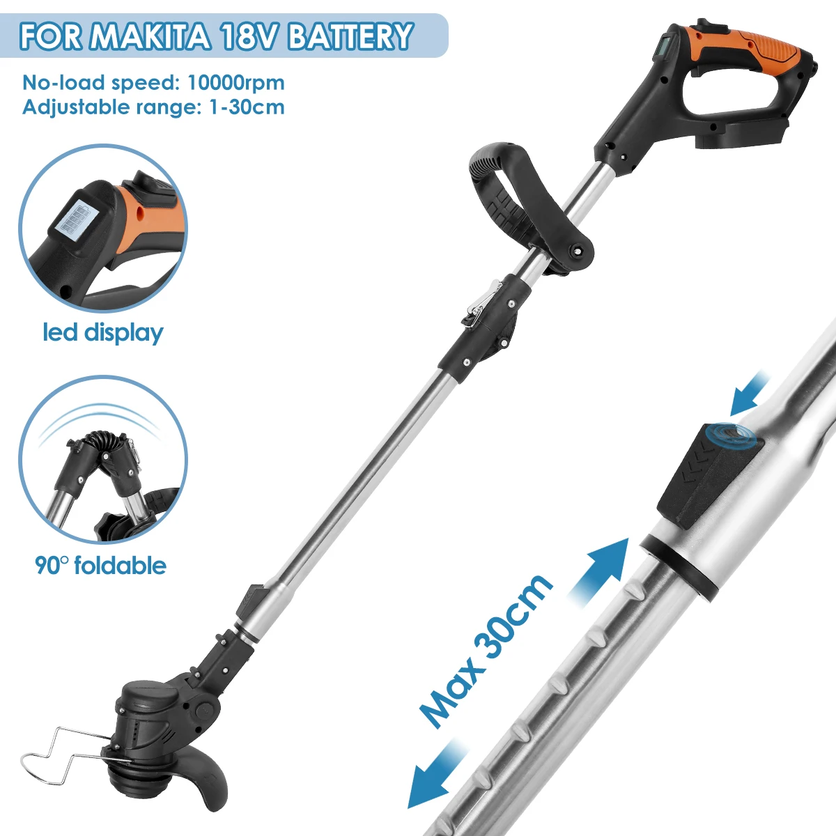 

Cordless Grass Trimmer Adjustable Height Telescopic Electric Handheld Lawn Mower Electric Weed Wacker Pruning Garden Tools