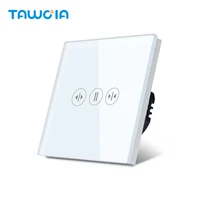 Tawoia Curtain Touch Switch EU Standard Crystal Glass Panel LED Backlight Motorized Roller Blinds Shutter Touch Switch 86*86mm