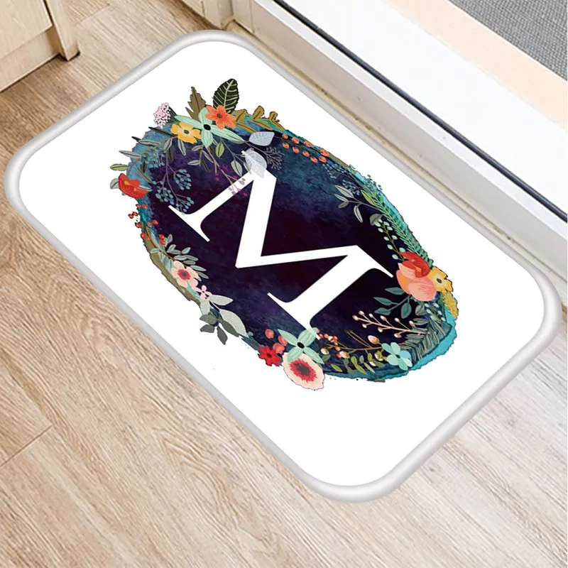 

Flower Letter Kitchen Bath Entrance Non-Slip Door Mat Suede Velvet Carpet Doormat Colorful Indoor Floor Mats Rug Home Decor