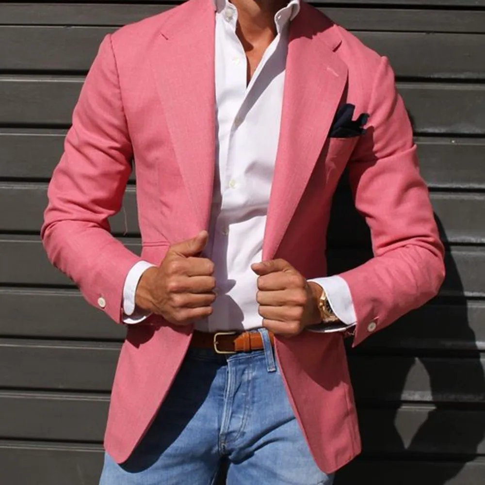 2022 Latest Coat Pant Designs Hot Pink Blazer Casual Men Suit Fashion Jacket Custom Suits Skinny Groom Tuxedo Terno Masculino
