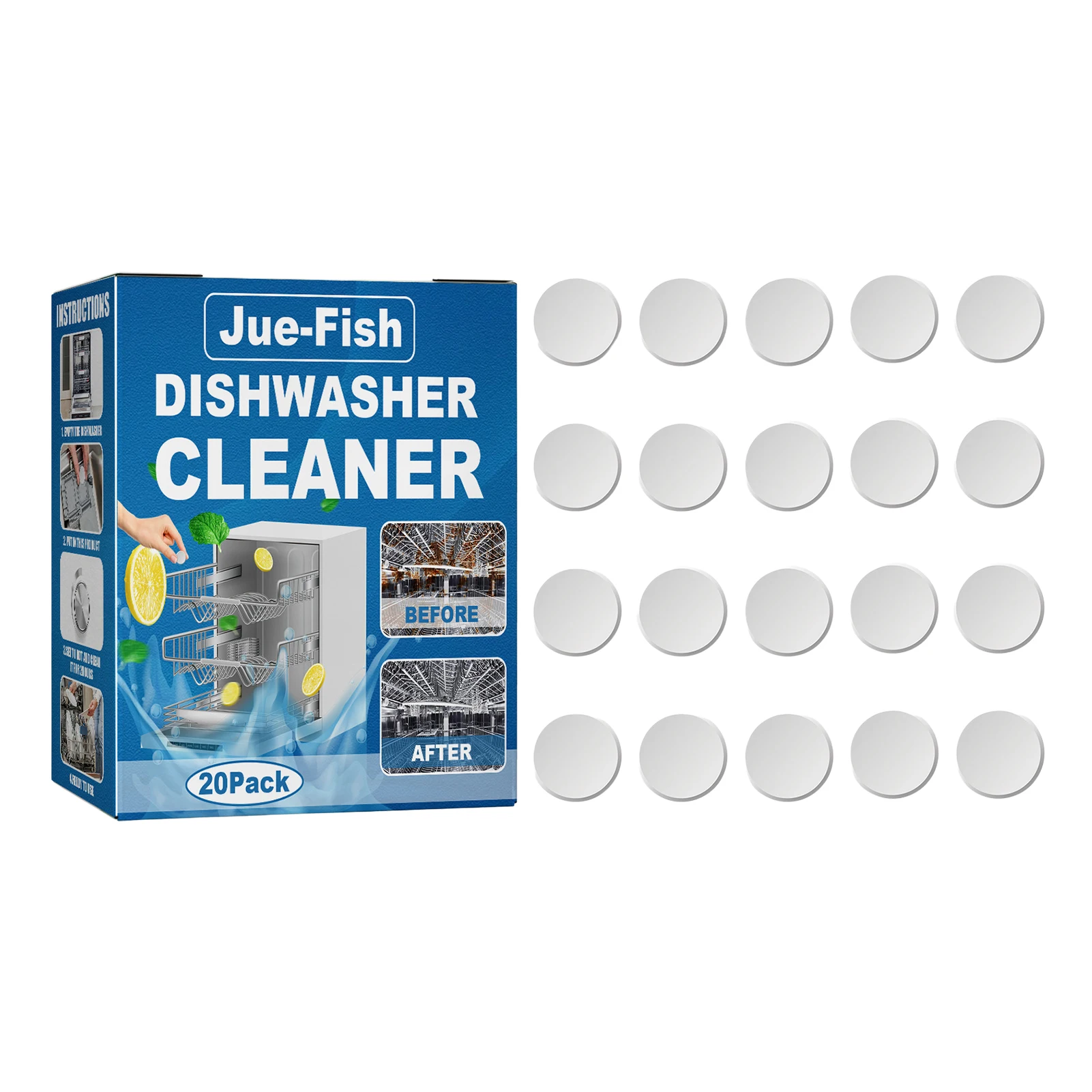 

Натуральный очиститель для посудомоечной машины, 20 упаковок, Глубокая очистка, очиститель для посудомоечной машины, моющее средство для мы...
