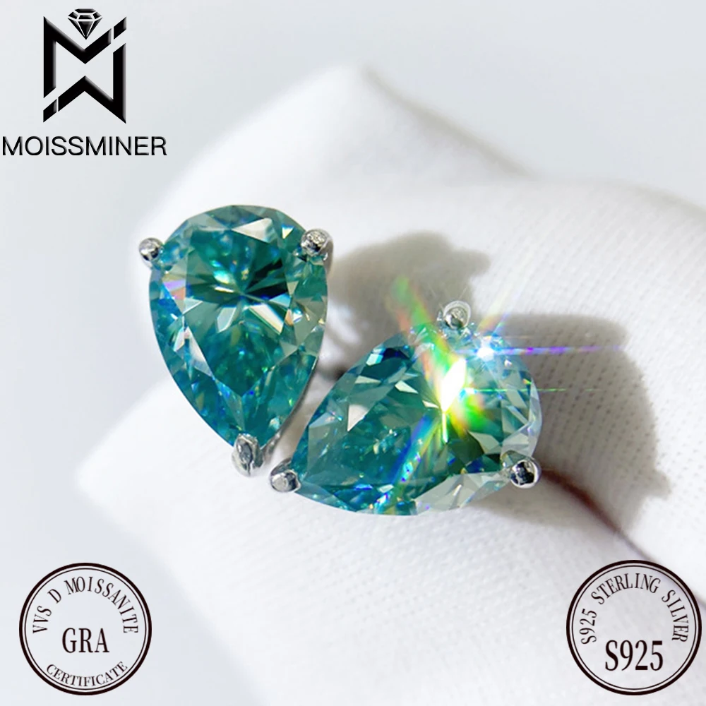 Drop Green Moissanite Diamond Earrings For Women S925 Silver Ear Studs Men High-End Jewelry Pass Tester Free Shipping