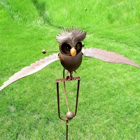 3d metal owl garden stake simulation bird owl removable yard wind catchers messenger windmill garden lawn villa vintage decor