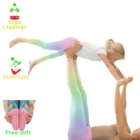 rainbow mother and daughter yoga leggings matching outfits clothes family look women kids girl sport pants mommy and me clothing