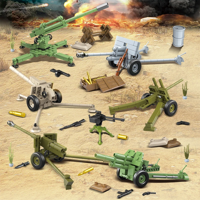 

Набор строительных блоков для военного ружья артилера, солдатика, оружие, советский Танк Второй мировой войны, блоки 6 в 1, армейские детские ...