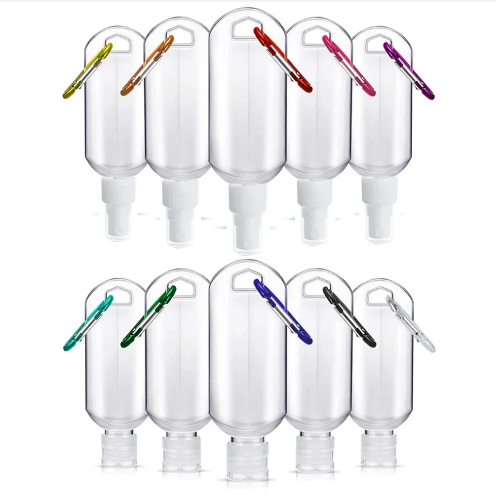 

5Pcs 30ml 60ml Empty Hand Sanitizer Travel Size Holder Hook Keychain Carriers Flip Cap Reusable Portable Empty Bottles Wholesale