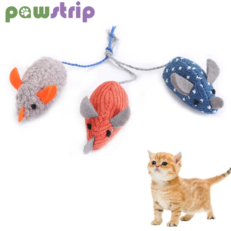 

3Pcs Cat Mouse Toy Interactive Cats Bite-Resistant Plush Mice Toys for Kitten Funny Playing Training Game Chew Toy Pet Supplies