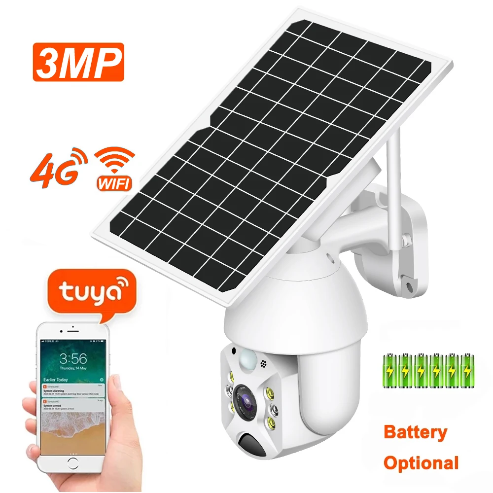 

HONTUSEC 4G Solar PTZ Outdoor 3MP Surveillance Camera PIR Human Detection Color Night Vision Two Way Audio Tuya Wifi Camera