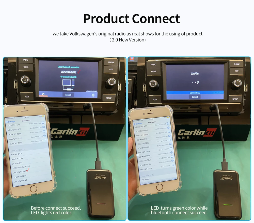 Беспроводной ключ Carplay Bluetooth USB адаптер для Audi Benz Mazda Porsche Volkswagen Volvo Ford Citroen