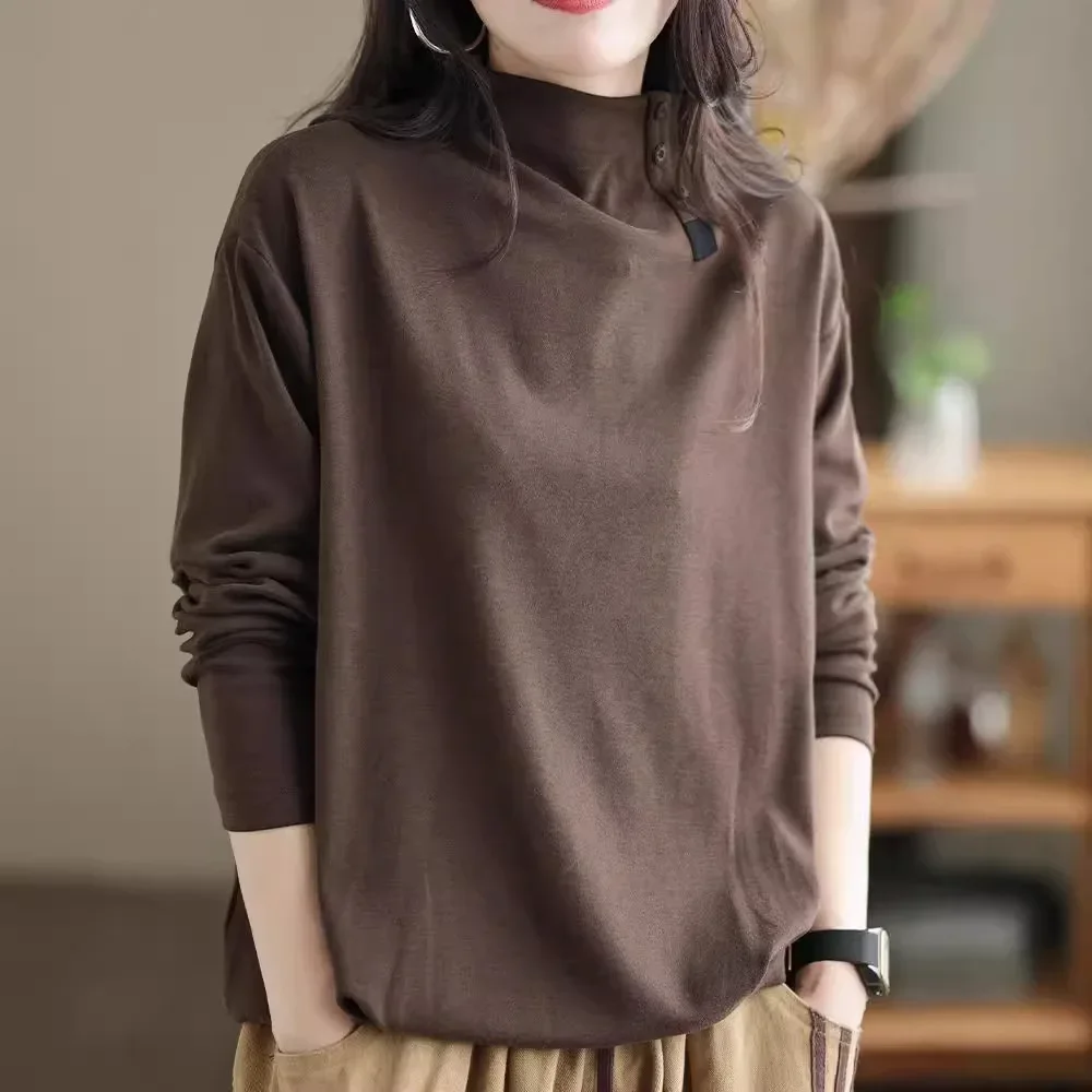 Новинка 2023 свободный крой базовый слой женский топ осень/зима повседневный