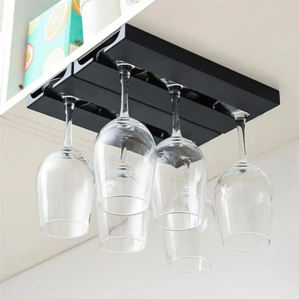 

Kitchen Under Cabinet Free Punching Holder Wine Glass Rack Multi-function Classification Stemware Glass Cup Hanging Holder