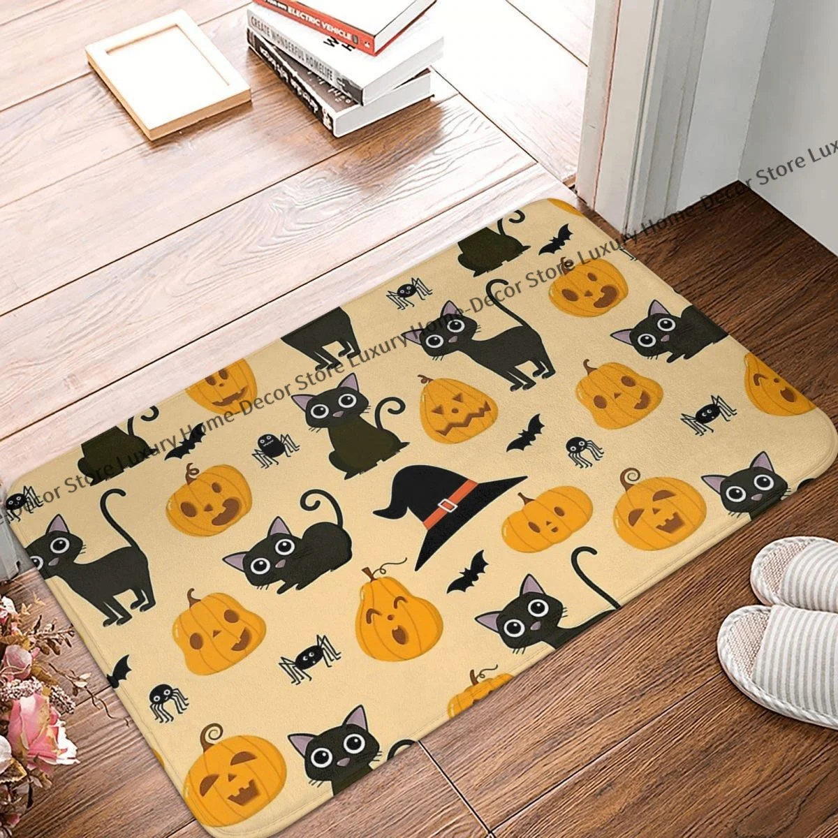

Happy Halloween Non-slip Doormat Cute Spooky Pumpkin Bath Kitchen Mat Prayer Carpet Home Modern Decor