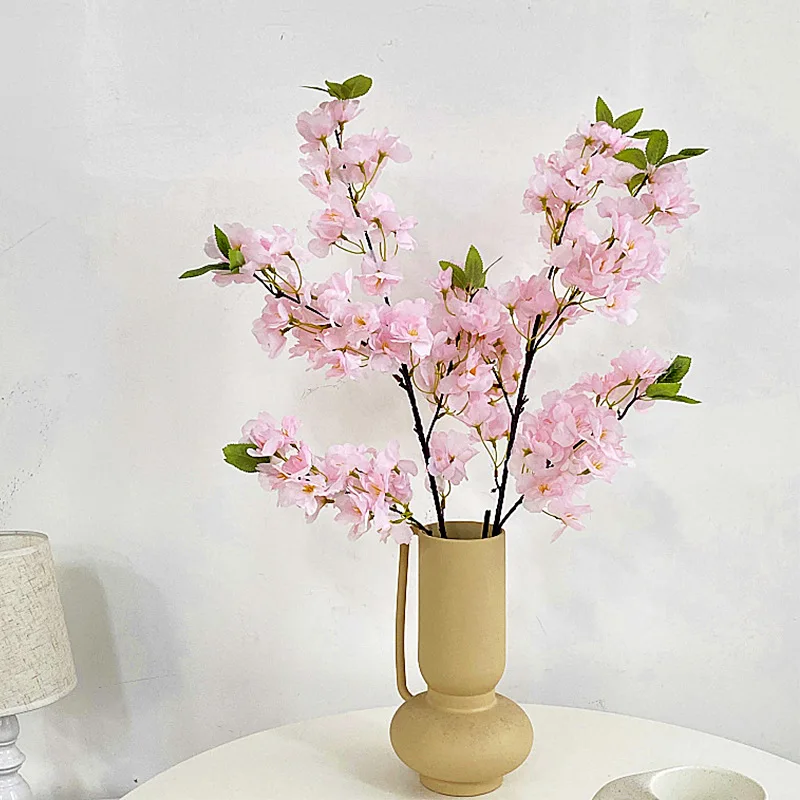 

100 см цветение вишни, искусственный цветок, ветка дерева с листьями, высококачественное украшение для дома