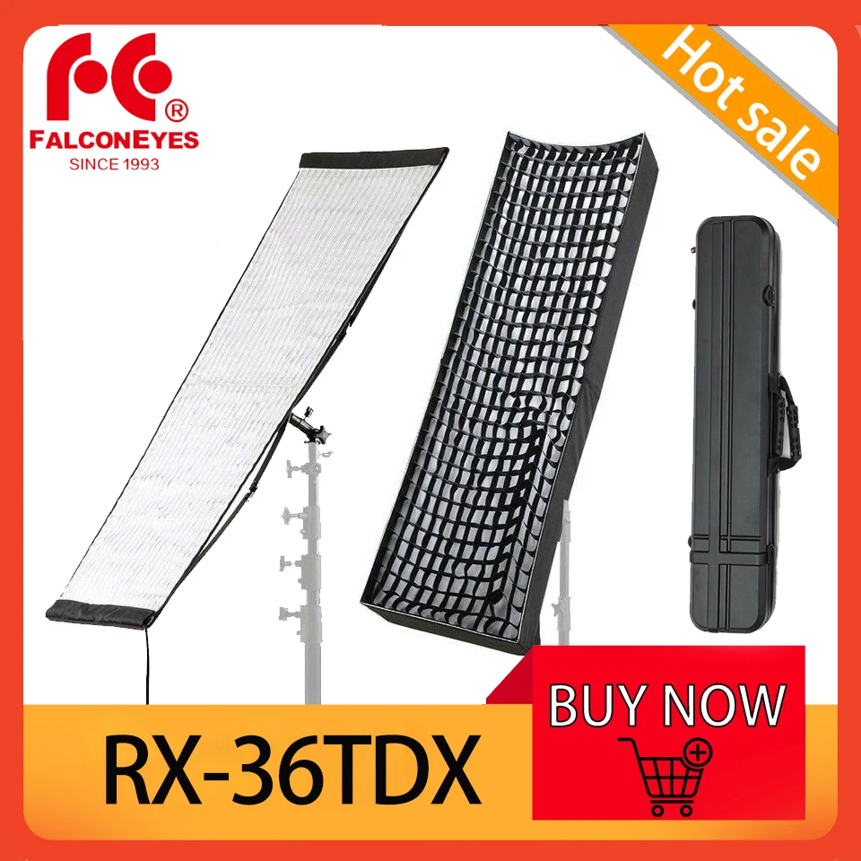 

Falcon Eyes RX-36TDX Video Light 250W 3000K-5600K Bi-color Flexible LED Lighting with Honeycomb Grid Softbox