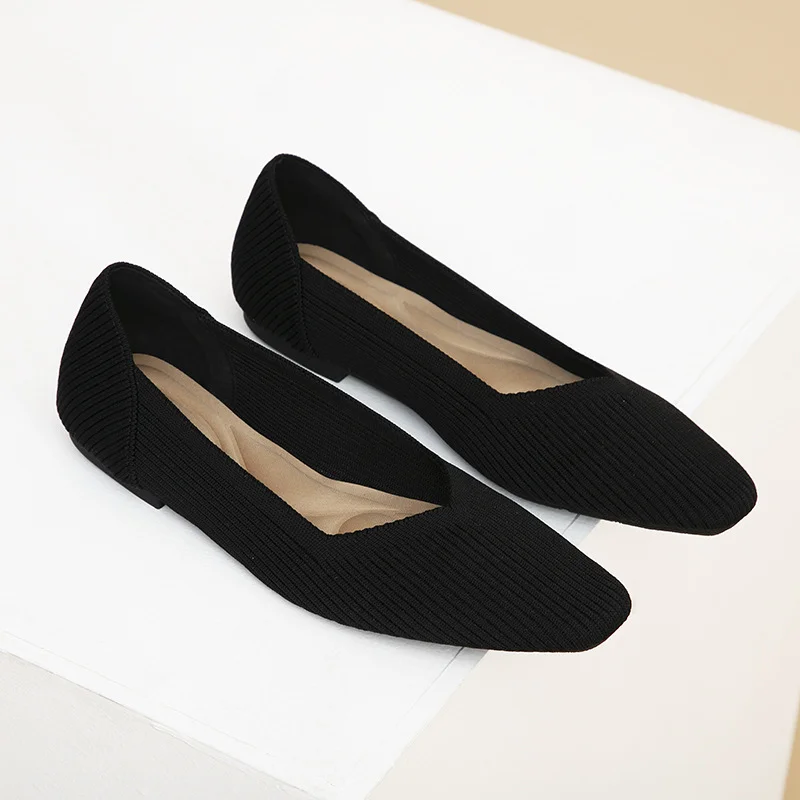

Women Waterproof Flats Leather Shoes Antiskid Loafers Spring Autumn Slip Sneakers Square Toe