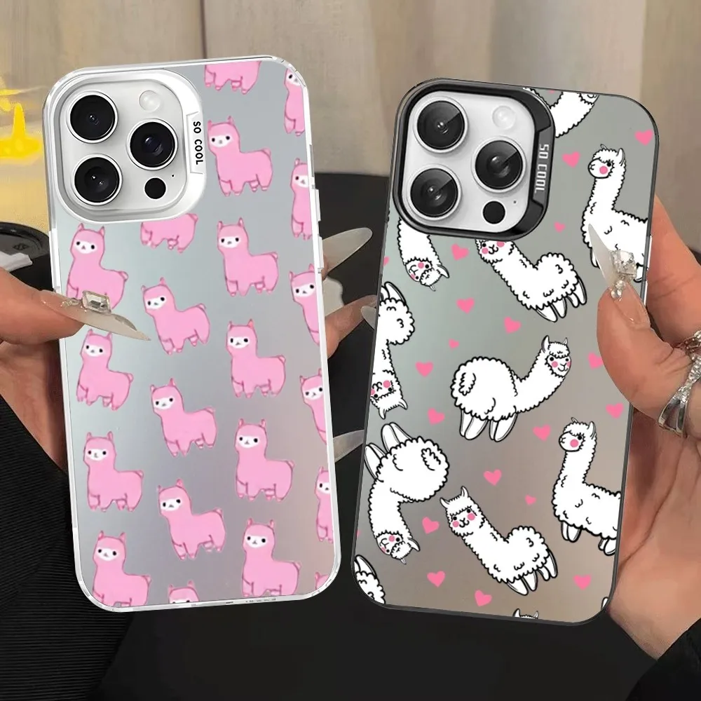 Красочный чехол для телефона с изображением животных альпаки IPhone 16 15 14 13 12 11 Pro Max X